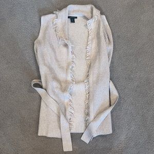 Tahari Cardigan Sweater Vest with Tie. Size S.